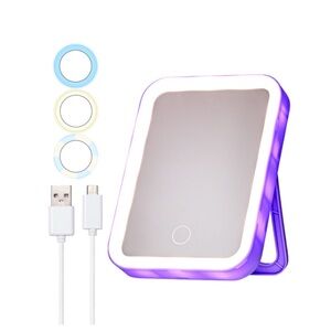 Purple Adjustable Stand LED Mirror
